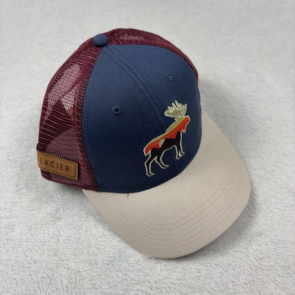 Locale Hat Cap Snap Back Mens One Size Blue Trucker Mesh Glacier Moose NWT